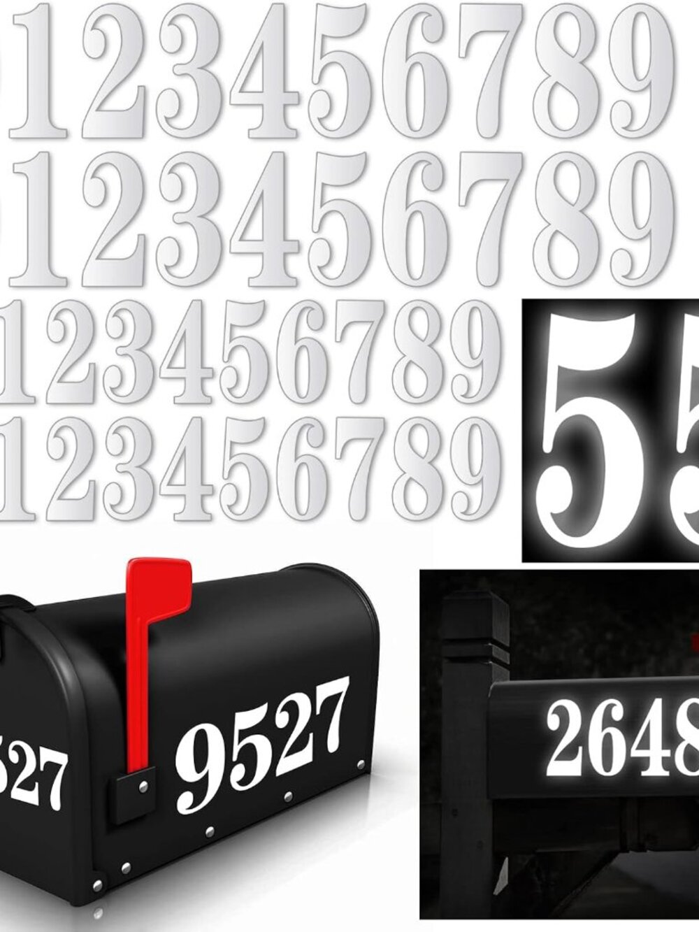 60 PCS White Mailbox Numbers for Outside